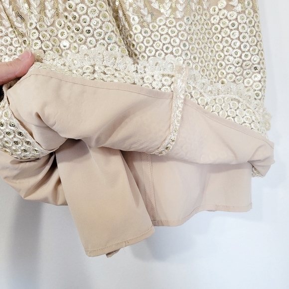 Belle Badgley Mischka Phoebe Gold Sequins Mini Dress Size 2 - Picture 11 of 12